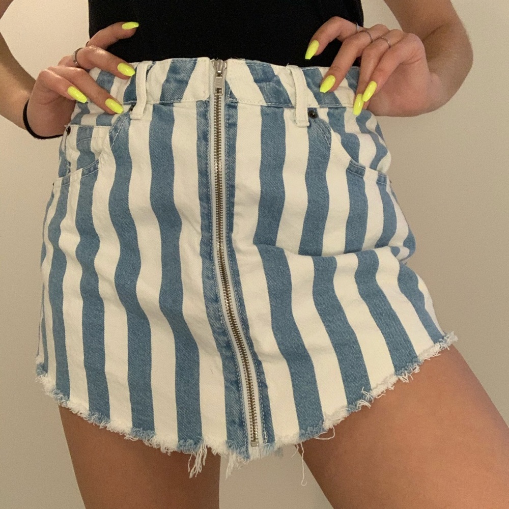STRIPED JEAN SKIRT